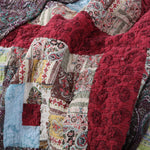 Benzara Thames 3 Piece King Size Cotton Quilt Set with Log Cabin Pattern, Multicolor
