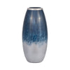 Sagebrook Home 15202-05 Glass, 18" Vase W/Metal Rim, Blue/White Ombre