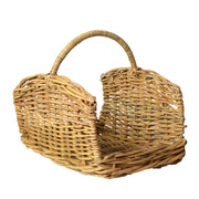 Benzara Rattan Woven Basket with Curved Top Handle, Set of 2, Brown