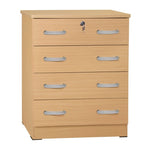 Better Home Products 673400596321 Cindy 4 Drawer Chest Wooden Dresser With Lock Beech (Maple)