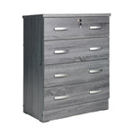 Better Home Products 616859965287 Cindy 4 Drawer Chest Wooden Dresser With Lock In Gray Oak