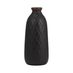 Sagebrook Home 17930-12 Ceramic, 12" Plaid Textured Vase, Black