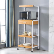 Better Home Products MICRO-MET-500-WHT Kristi Metal Frame Microwave Stand With Storage In White