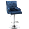 Better Home Products MOE-BAR-STL-BLU Monroe Velvet Tufted Adjustable Swivel Bar Stool Set Blue