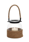 Benzara Metal Lantern With Rope Handle