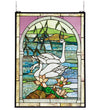 Meyda Lighting 23868 22"W X 30"H Swans Stained Glass Window Panel