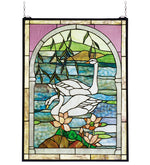 Meyda Lighting 23868 22"W X 30"H Swans Stained Glass Window Panel