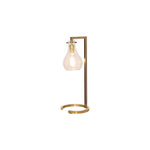 Benzara 18 Inches Metal Frame Table Lamp with Glass Shade, Gold