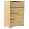 Better Home Products PineChest-4D-NTRL Isabela Solid Pine Wood 4 Drawer Chest Dresser In Natural