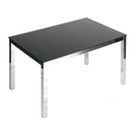 Better Home Products MetalChrome-Glass-Blk Elliott Chrome Metal Frame Black Tempered Glass Table