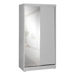 Better Home Products W40-M-LG Mirror Wood Double Sliding Door Wardrobe In Light Gray