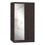 Better Home Products W40-M-Tob Mirror Wood Double Sliding Door Wardrobe In Tobacco