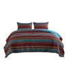 Benzara 3 Piece Stripe Pattern King Size Fabric Quilt, Multicolor