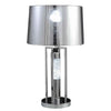 Benzara Metal Frame Table Lamp with Acrylic Accent and Tapered Shade, Chrome
