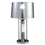 Benzara Metal Frame Table Lamp with Acrylic Accent and Tapered Shade, Chrome