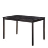 Benzara Faux Marble Top Dining Table with Metal Straight Legs, Black