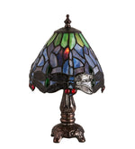 Meyda Lighting 26615 11.5"H Tiffany Hanginghead Dragonfly Mini Table Lamp