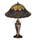 Meyda Lighting 26666 25"H Tiffany Peacock Feather Table Lamp