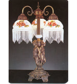 Meyda Lighting 27085 24"H Rose Bouquet 3 Arm Fringed Accent Lamp