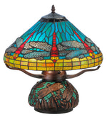 Meyda Lighting 27159  17"H Tiffany Dragonfly w/Tiffany Mosaic Base Table Lamp