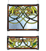 Meyda Lighting 27233 21"W X 26"H Waterlily 2 -Piece Stained Glass Window Panel