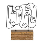 Sagebrook Home 18029 Metal, 13" Abstract Faces Table Deco, Black/Brown