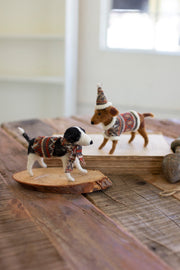 Kalalou CHB2187 Felt Christmas Dogs Set of 2
