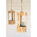 Kalalou CGRA1015 Tall Hanging Recycled Wood Planter