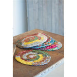 Kalalou NRV1163  Round Knitted Kantha Placemats Set of 6