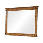 Benzara Molded Trim Top Wooden Mirror with Metal Bracket Accents, Rustic Brown