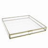 Benzara BM209802 Square Metal and Glass Frame Storage Box with U Shape Hanger, Large, Gold