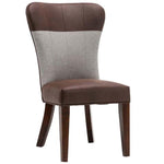 Benzara Two Tone Fabric Upholstered Dining Chair, Set of 2, Brown and Gray