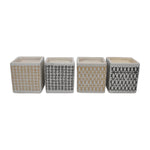 Sagebrook Home 80223-01 Ceramic, 4/A 4" 7 Oz Square Citro Candle, Multi