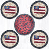 Earth Rugs CNB-15 Primitive Star Flag Coasters in a Basket 5``x5``