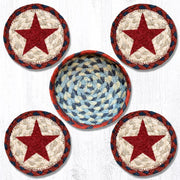 Earth Rugs CNB-15 Red Star Coasters in a Basket 5``x5``