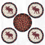 Earth Rugs CNB-19 Moose Coasters in a Basket 5``x5``