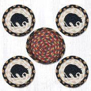 Earth Rugs CNB-43 Black Bear Coasters in a Basket 5``x5``