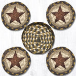 Earth Rugs CNB-51 Gold Star Coasters in a Basket 5``x5``