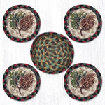 Earth Rugs CNB-81 Pinecone Coasters in a Basket 5``x5``