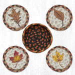 Earth Rugs CNB-222 Fall Harvest Leaf Coasters in a Basket 5``x5``