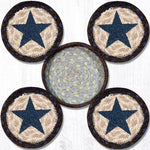 Earth Rugs CNB-312 Blue Star Coasters in a Basket 5``x5``