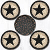 Earth Rugs CNB-313 Black Star Coasters in a Basket 5``x5``