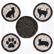 Earth Rugs CNB-313 Porch Cat Coasters in a Basket 5``x5``