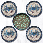 Earth Rugs CNB-359 Blue Crab Coasters in a Basket 5``x5``