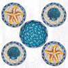 Earth Rugs CNB-378 Starfish Scallop Coasters in a Basket 5``x5``