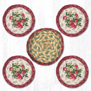 Earth Rugs CNB-390 Cranberries Coasters in a Basket 5``x5``