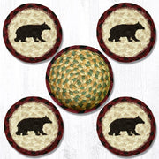 Earth Rugs CNB-395 Cabin Bear Coasters in a Basket 5``x5``
