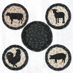 Earth Rugs CNB-459 Barnyard Animals Coasters in a Basket 5``x5``