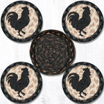 Earth Rugs CNB-459 Rooster Silhouette Coasters in a Basket 5``x5``