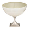 Sagebrook Home 17187-02 Glass, 11" Bowl with Metal Stand, Pearl White